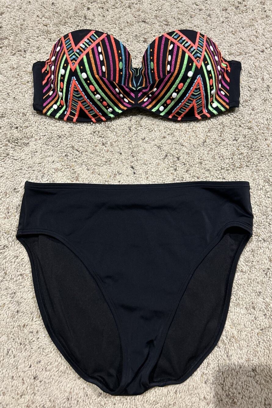 Victoria’s Secret 36C Bikini Swim THE FLIRT Top & sz L Bottoms High Waisted G26